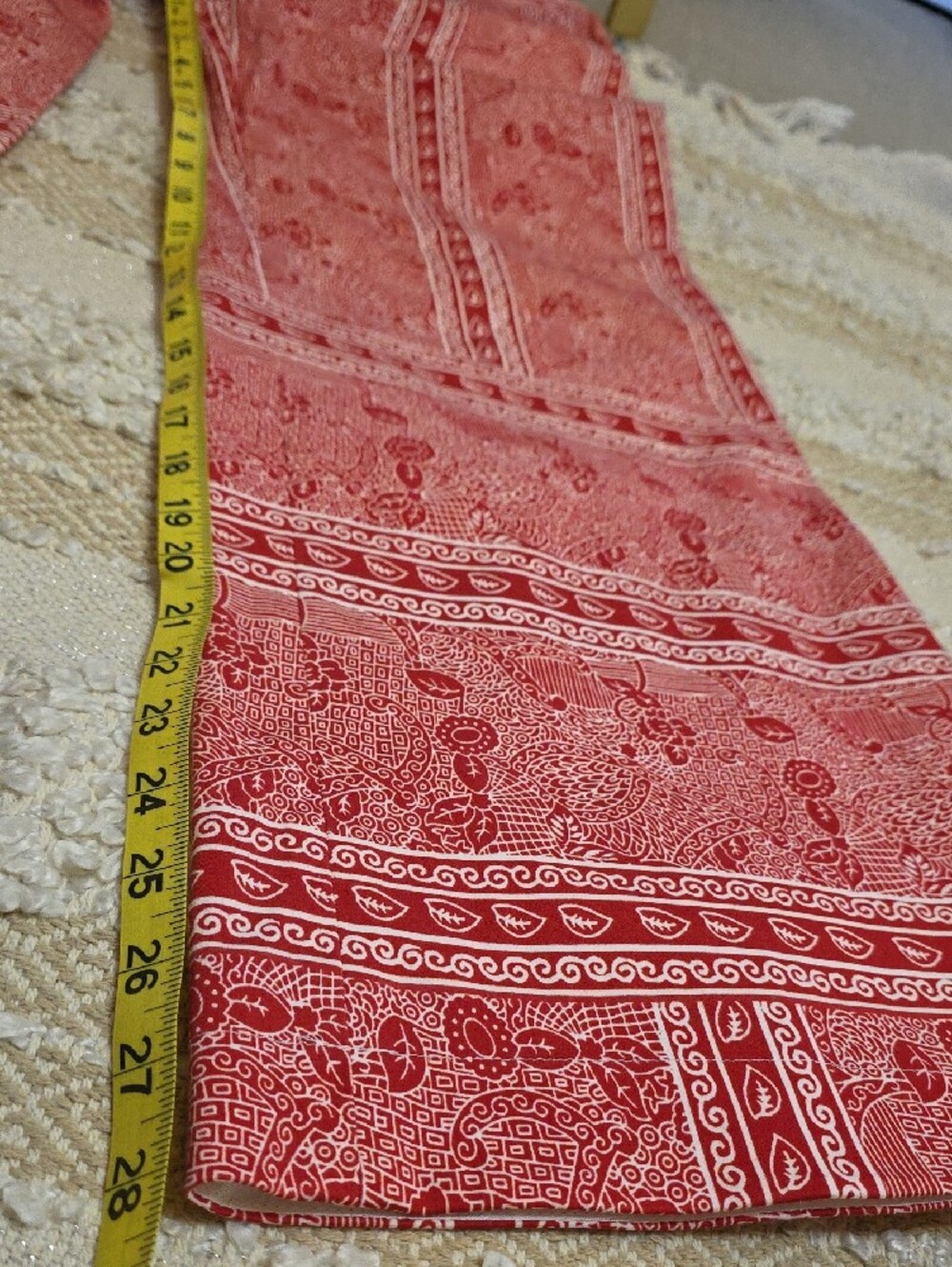 Printed Wide-Leg Cotton Pants in Pinky Red White Floral Paisley Medium (S) - Picture 7 of 12